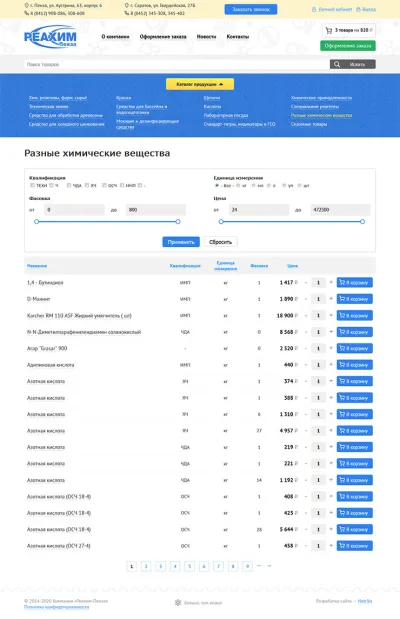 Страница каталога